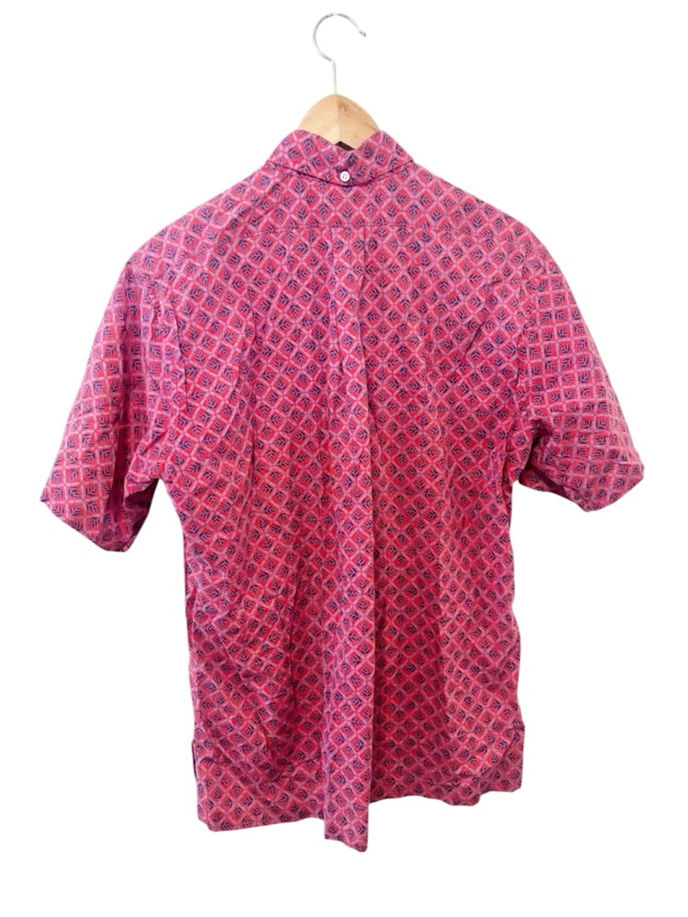 reyn spooner Men’s Red Geometric Leaf Short-Sleeve Button-Down Polo Lightweight - Picture 2 of 3
